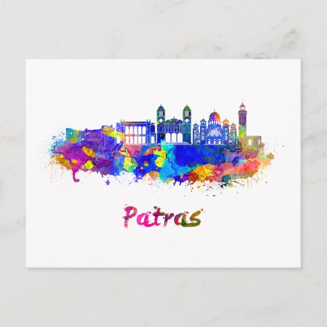 Carte Postale Ligne d'horizon Patras en aquarelle (Devant)