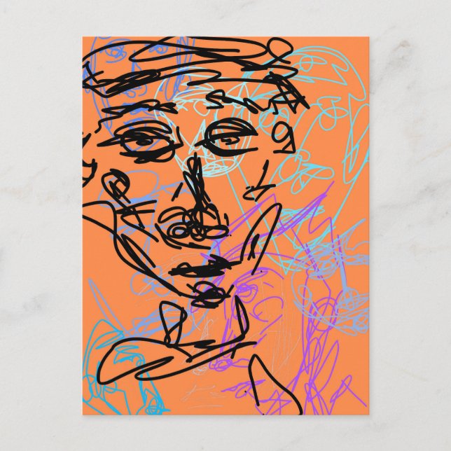 Carte Postale Ligne funky Travail Sketch Salle occupée (Devant)