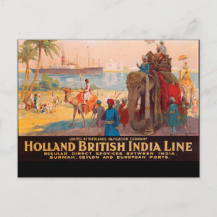 Carte Postale Ligne indienne, propriétaire sur éléphant près de