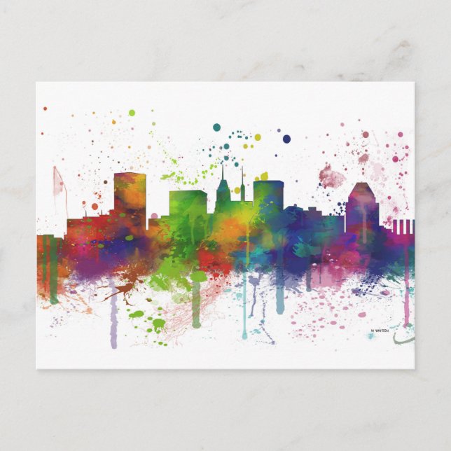 CARTE POSTALE LIGNE SKYLINE BALTIMORE MARYLAND (Devant)