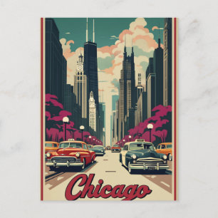 Carte Postale Ligne Skyline Black Chicago Illinois moderne