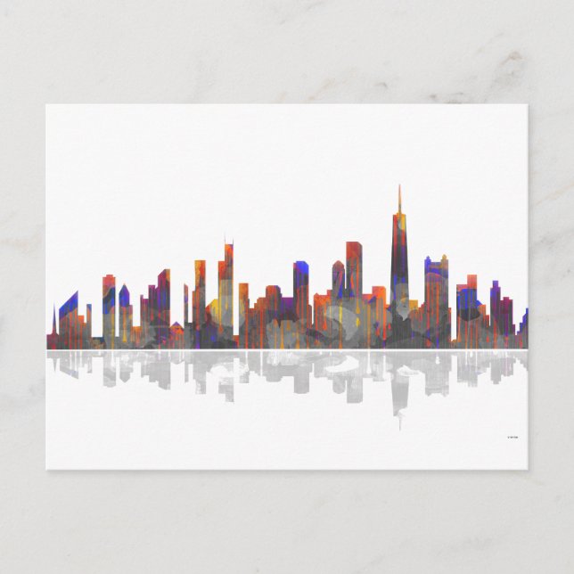 Carte Postale Ligne Skyline Chicago Illinois (Devant)