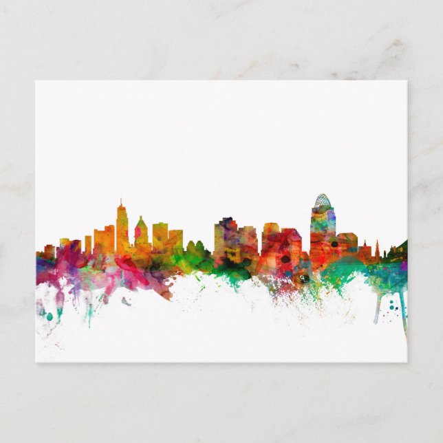 Carte Postale Ligne Skyline Cincinnati Ohio (Devant)