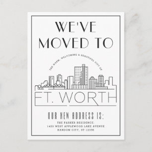 Carte Postale Ligne Skyline Déco Moderne Fort Worth   Changement