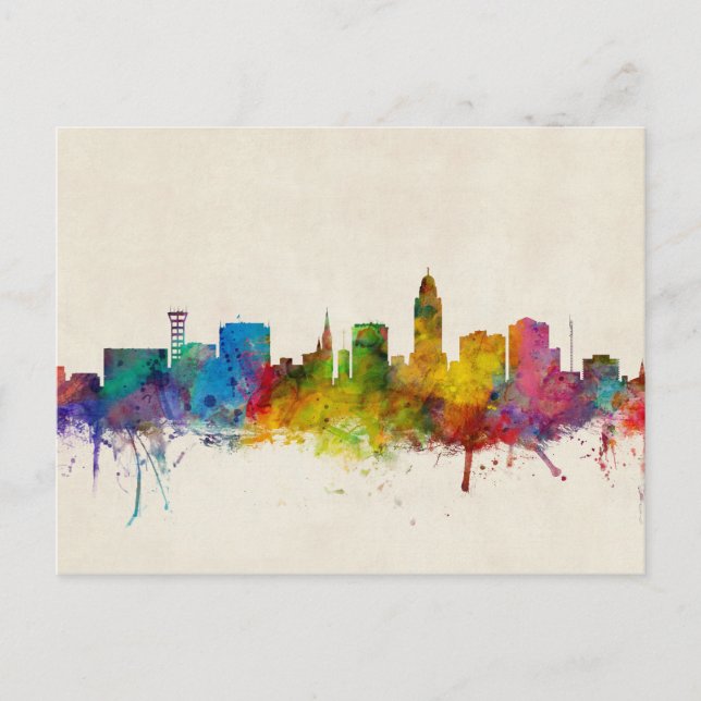 Carte Postale Ligne Skyline Lincoln Nebraska (Devant)