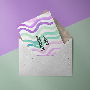 Carte Postale Lignes d'aquarelles violettes et vertes