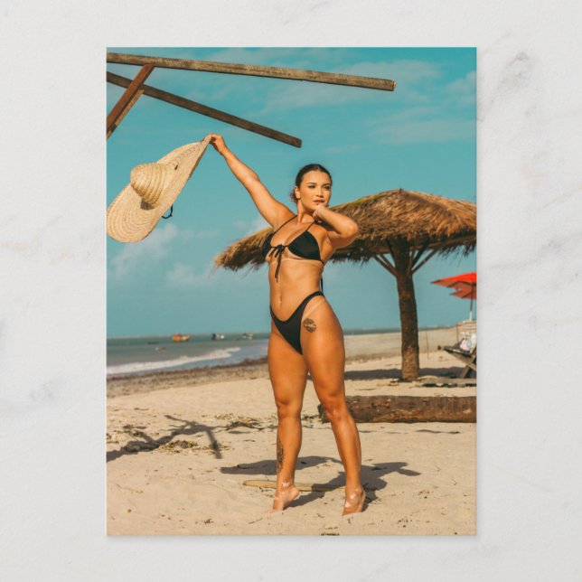 Carte Postale Lignes de bronzage tropicales Fille en Bikini  Pho (Devant)