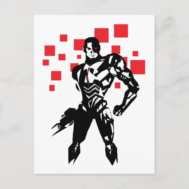 Carte Postale Ligue de Justice | Cyborg Digital Noir Pop Art (Devant)