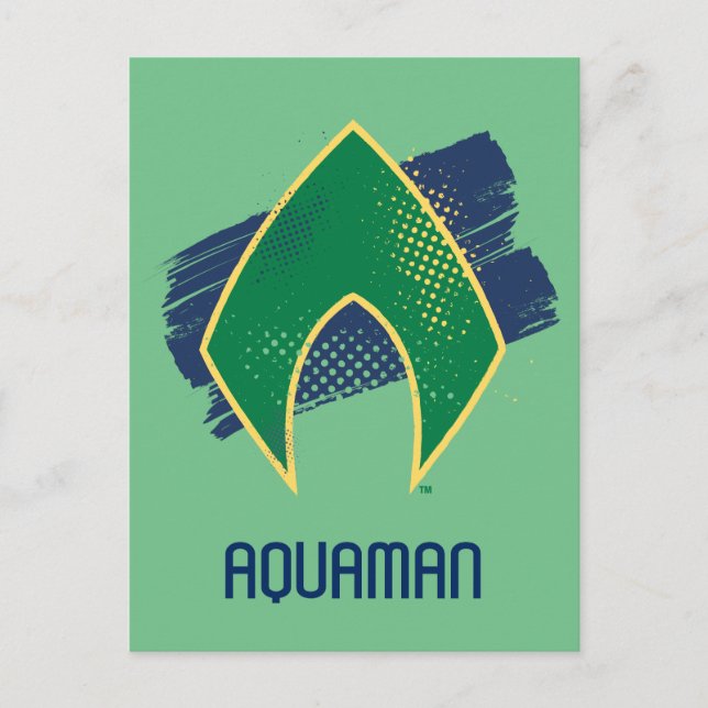 Carte Postale Ligue de Justice | Symbole Aquaman à demi-teintes  (Devant)