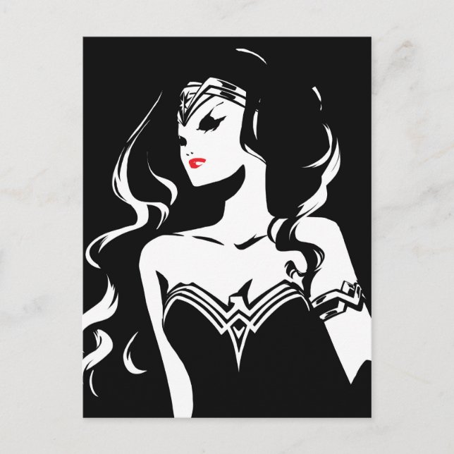 Carte Postale Ligue de Justice | Wonder Woman Noir Pop Art (Devant)