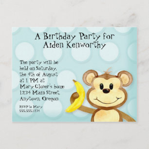 Carte Postale Lil Monkey, Garçon Anniversaire Invitation de la c