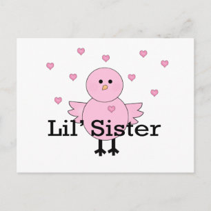 Carte Postale Lil' Sister Pink Chick & Hearts