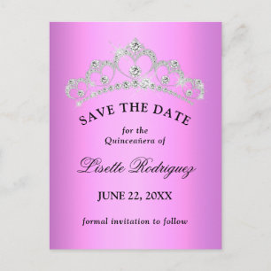 Carte Postale Lilac Purple Quinceanera Enregistrer La Date
