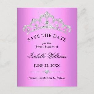 Carte Postale Lilac Purple Sweet 16 Enregistrer La Date
