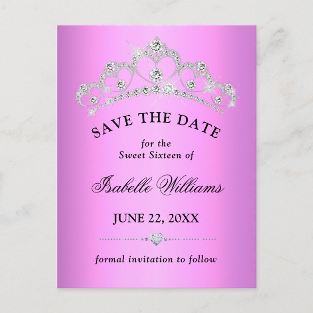 Carte Postale Lilac Purple Sweet 16 Enregistrer La Date (Devant)