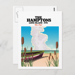 Carte Postale L'île de Hamptons Long NYC, affiche de voyage.