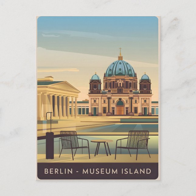 Carte Postale L'île du Musée de Berlin vintage (Devant)