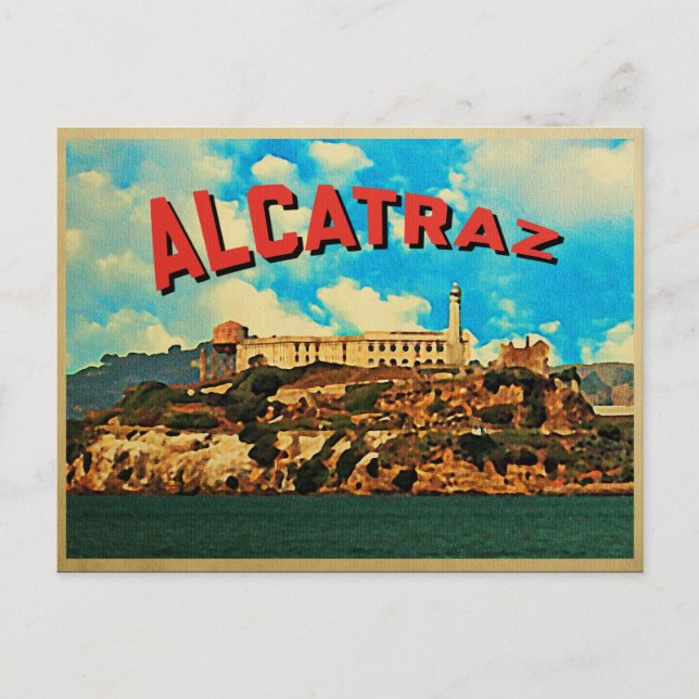 Carte Postale L'île vintage d'Alcatraz (Devant)