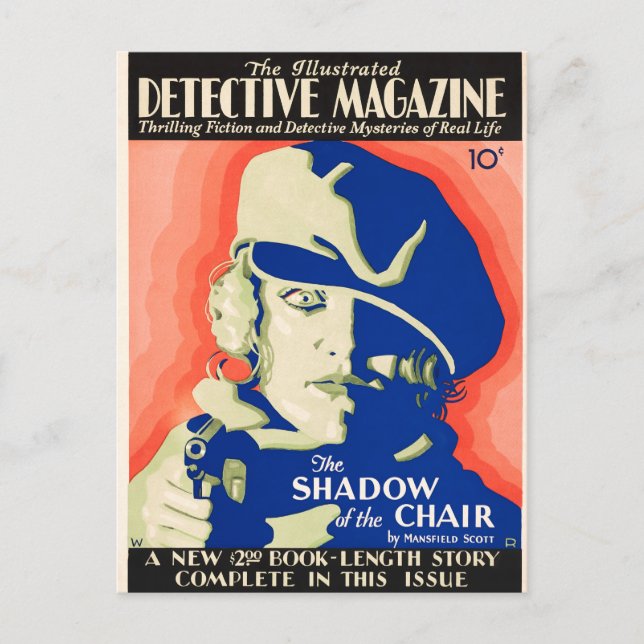 Carte Postale L'Illustrated Detective Magazine 1930 Crime Noir (Devant)