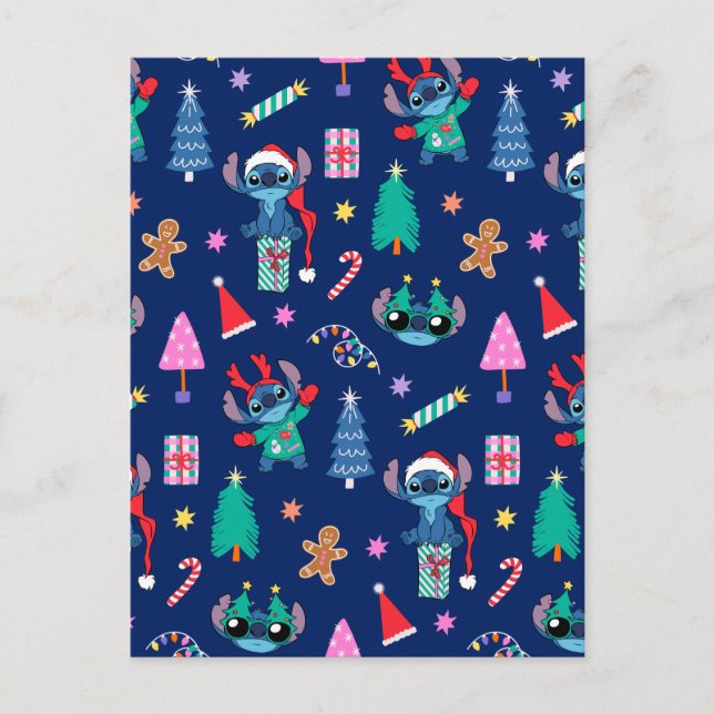 Carte Postale Lilo et Stitch | Motif de fêtes de Stitch (Devant)