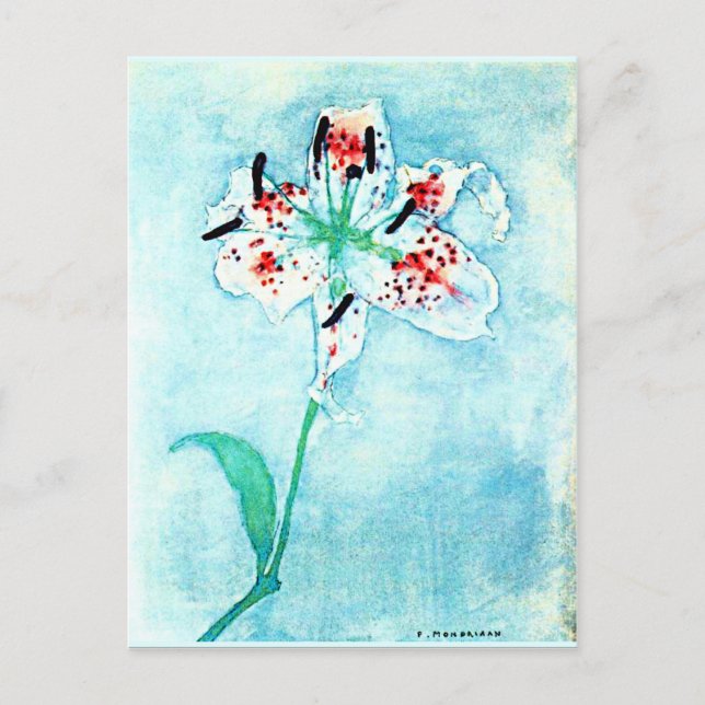 Carte Postale Lily, belle peinture de Piet Mondrian (Devant)