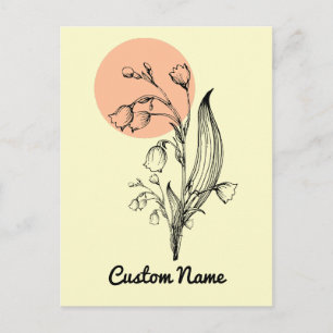 Carte Postale Lily de la Vallée Fleur du Mois de Mai Minimaliste