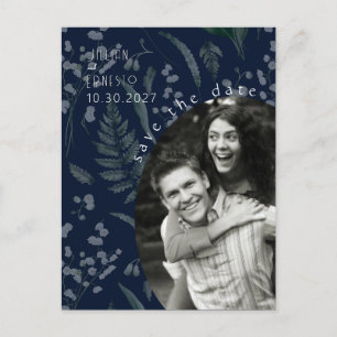 Carte Postale Lily de Vallée avec des fougères    Bleu profond