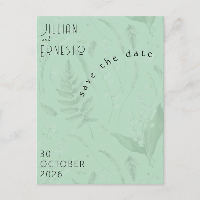 Carte Postale Lily de Valley || Photo verte douce Enregistrer la (Devant)