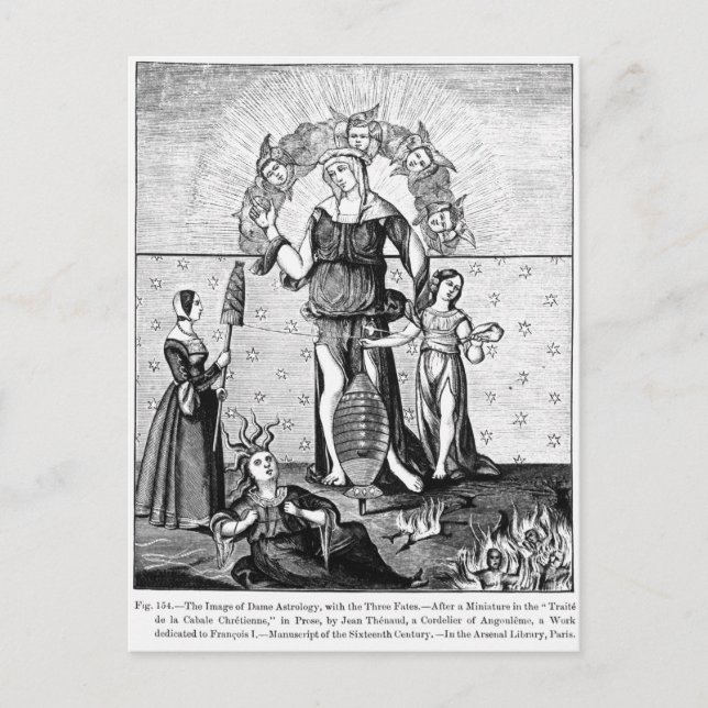 Carte Postale L'image de Dame Astrology avec les Trois (Devant)