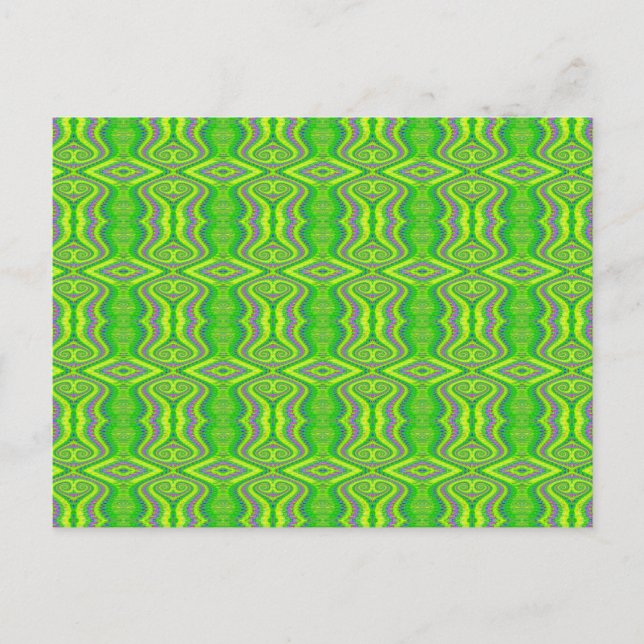 Carte Postale Lime Green 60's Rétro Fractal Motif (Devant)
