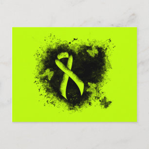 Carte Postale Lime Green Awareness Ribbon Grunge Heart