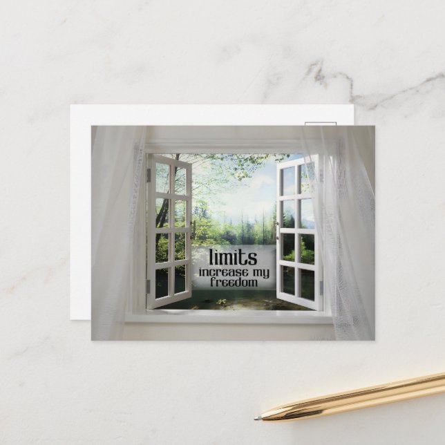 Carte Postale Limites augmenter ma liberté -Motivation Affirmati (Devant/Arrière en situation)