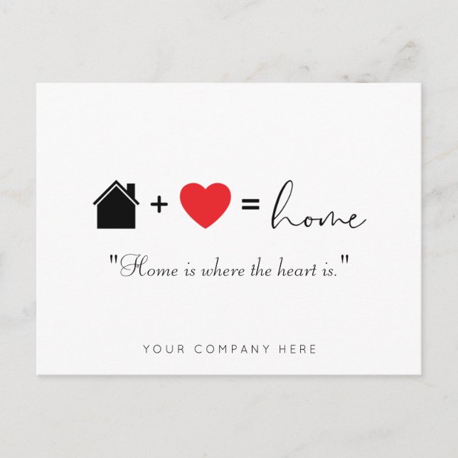 Carte Postale L'immobilier est là où le cœur est Marketing (Devant)