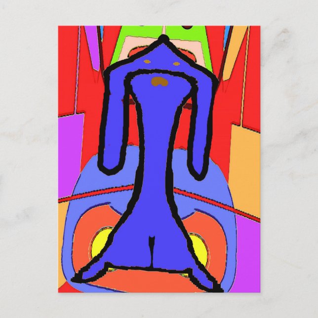 Carte Postale L'impression abstraite cubiste du teckel bleu (Devant)