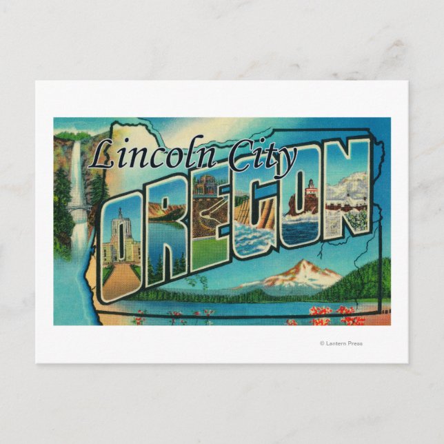 Carte Postale Lincoln City, Oregon - Scènes de grandes lettres (Devant)