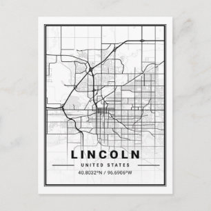 Carte Postale Lincoln Nebraska USA Travel City Plan