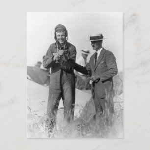 Carte Postale Lindbergh et Wright - Avion en panne