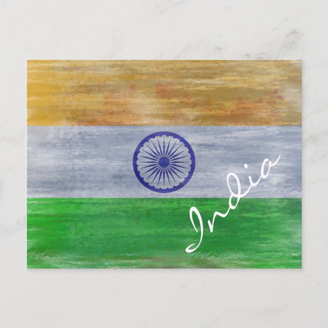 Carte Postale L'Inde a affligé le drapeau indien (Devant)