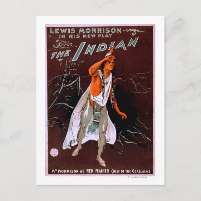 Carte Postale "L'Indien" - Plume rouge, chef du (Devant)