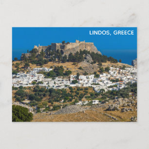 Carte Postale Lindos Grèce Castle Rhodes Island Grec Travel