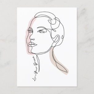 Carte Postale Line Art Dessin de femme - Vivez vos rêves