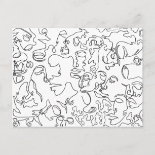 Carte Postale Line Art Postcard With Faces