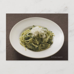 Carte Postale Linguine avec pesto et parmesan