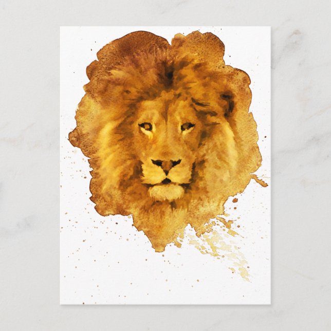 Carte Postale Lion aquarelle (Devant)