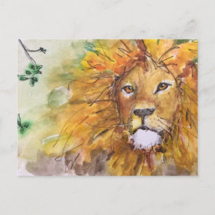 Carte postale Lion aquarelle