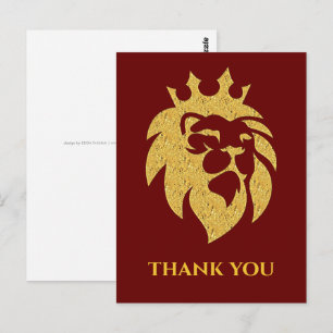 Carte Postale Lion Avec Couronne - Style Or 1