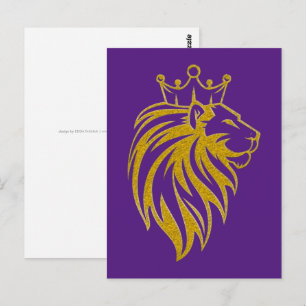 Carte Postale Lion Avec Couronne - Style Or 2