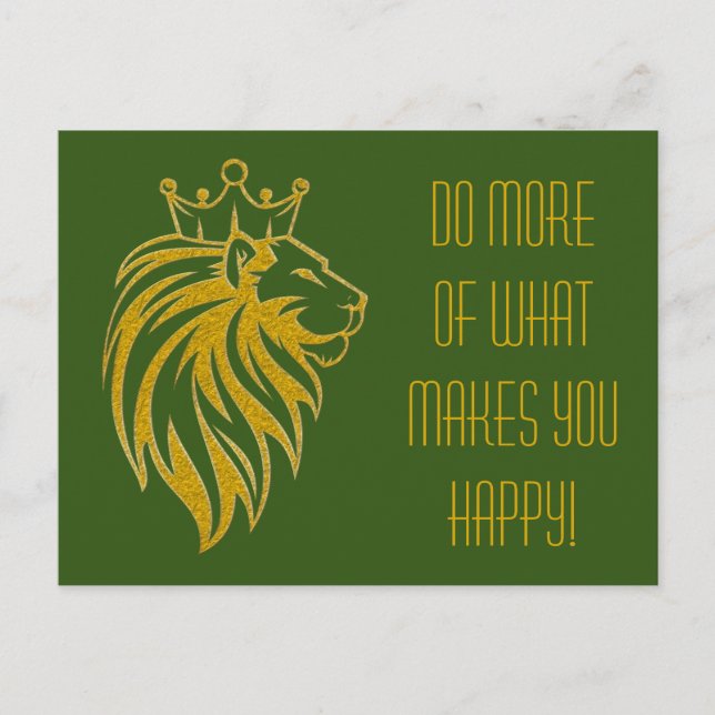 Carte Postale Lion Avec Couronne - Style Or 2 (Devant)