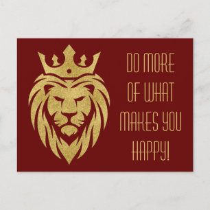 Carte Postale Lion Avec Couronne - Style Or 3
