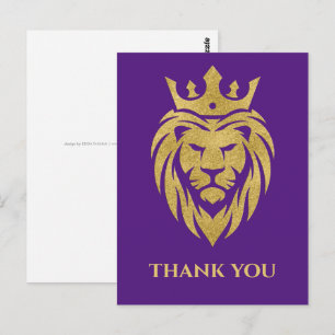 Carte Postale Lion Avec Couronne - Style Or 3